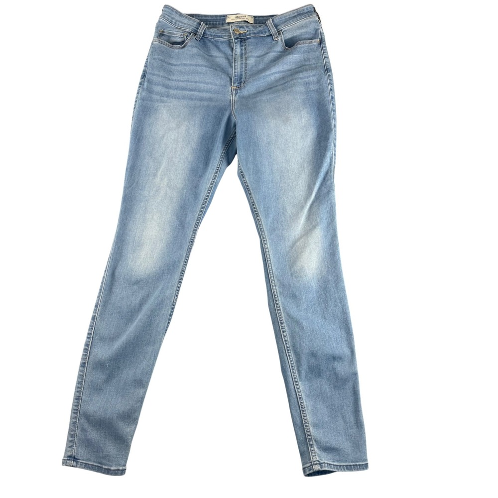 Hollister Curvy High-Rise Super Skinny Jeans Light Wash Blue 14L W32 Long